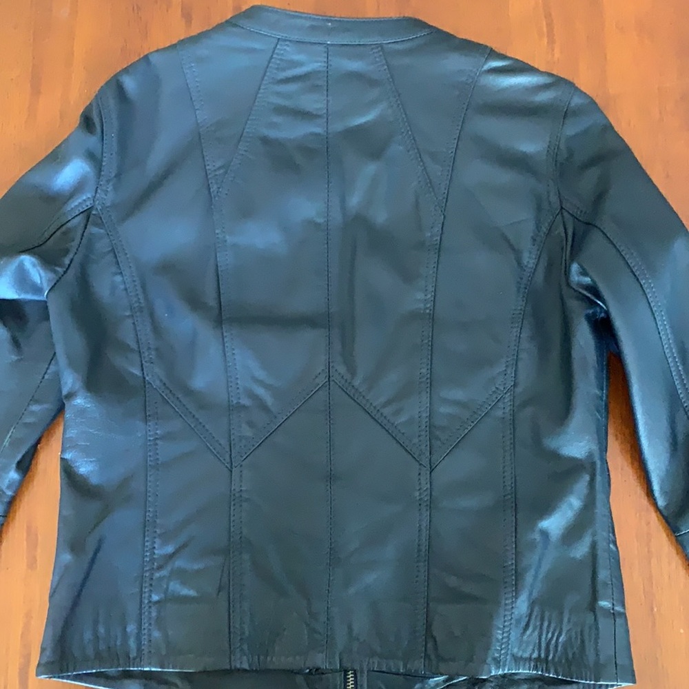 🛵 Genuine vintage leather moto jacket Naf Naf Paris 🇫🇷biker jacket size M - Picture 13 of 14